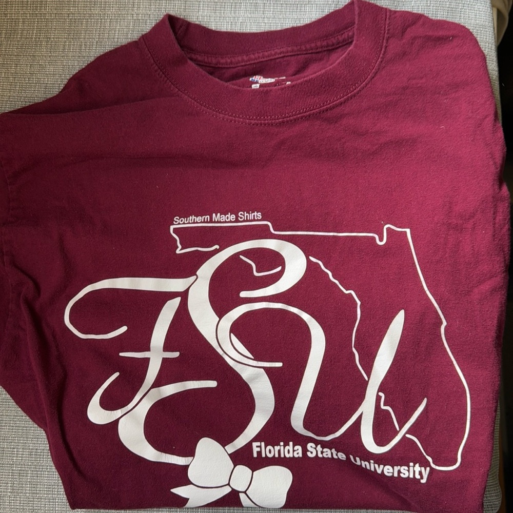 Florida State Southern Made long sleeve t shirt. Garnet and white.